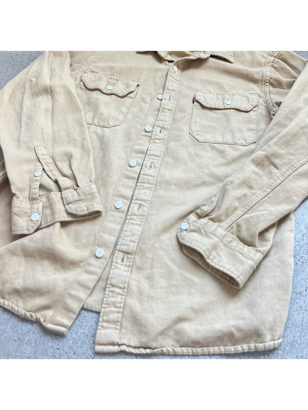 Levis Shirt Men M Yellow Long Sleeve Button Down The Relaxed Jackson Worker